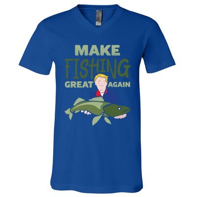 Funny Fisher Trump Tee Make Fishing Great Again Great Gift V-Neck T-Shirt