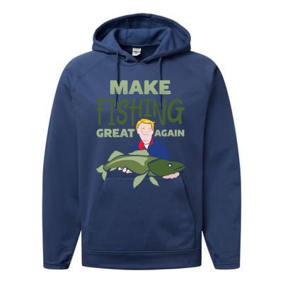 Funny Fisher Trump Tee Make Fishing Great Again Great Gift Performance Fleece Hoodie