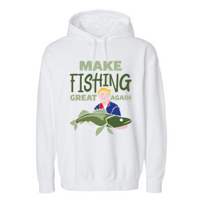 Funny Fisher Trump Tee Make Fishing Great Again Great Gift Garment-Dyed Fleece Hoodie