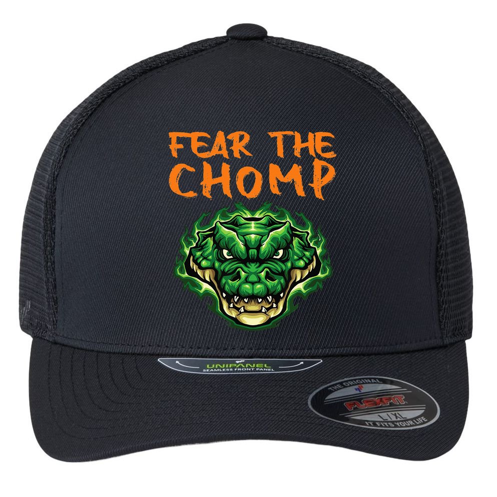 Florida Fear The Chomp Gator For Men And Women Flexfit Unipanel Trucker Cap