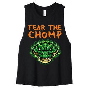 Florida Fear The Chomp Gator For Men And Women Women's Racerback Cropped Tank