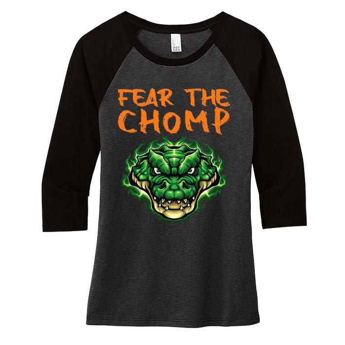 Florida Fear The Chomp Gator For Men And Women Women's Tri-Blend 3/4-Sleeve Raglan Shirt