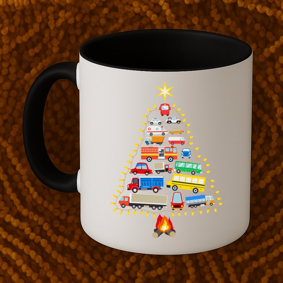 Firefighter Fire Truck Christmas Tree Xmas Tshirt Mug