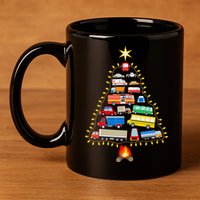 Firefighter Fire Truck Christmas Tree Xmas Tshirt 11oz C Handle Ceramic Mug