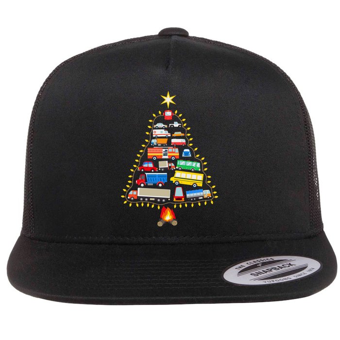 Firefighter Fire Truck Christmas Tree Xmas Tshirt Flatbill Hat