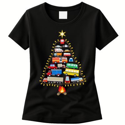 Firefighter Fire Truck Christmas Tree Xmas Tshirt Womens T-Shirt