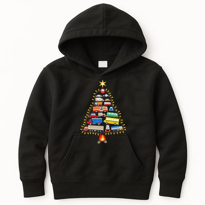 Firefighter Fire Truck Christmas Tree Xmas Tshirt Kids Hoodie