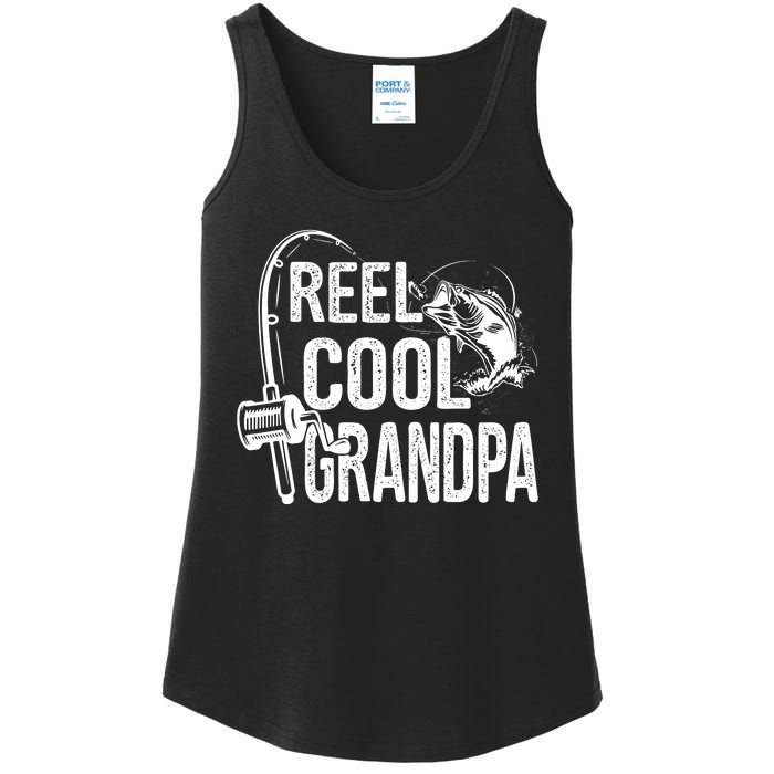 Funny Fishing Tee Vintage Reel Cool Grandpa Ladies Essential Tank