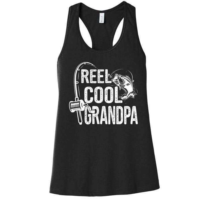 Funny Fishing Tee Vintage Reel Cool Grandpa Women's Racerback Tank