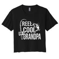 Funny Fishing Tee Vintage Reel Cool Grandpa Women's Crop Top Tee