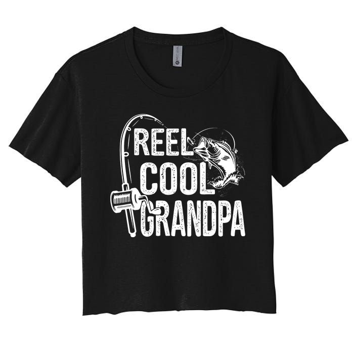 Funny Fishing Tee Vintage Reel Cool Grandpa Women's Crop Top Tee