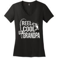 Funny Fishing Tee Vintage Reel Cool Grandpa Women's V-Neck T-Shirt