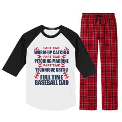 Funny Full Time Baseball Dad Quotes Sayings Fathers Day Gift Raglan Sleeve Pajama Set