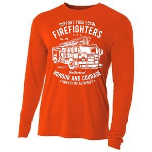 Support Your Local Fire Fighters Cooling Performance Long Sleeve Crew