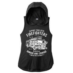 Support Your Local Fire Fighters Ladies PosiCharge Tri-Blend Wicking Draft Hoodie Tank