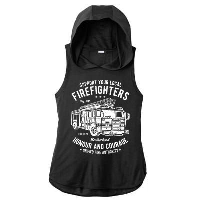 Support Your Local Fire Fighters Ladies PosiCharge Tri-Blend Wicking Draft Hoodie Tank