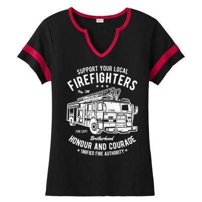 Support Your Local Fire Fighters Ladies Halftime Notch Neck Tee