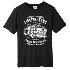 Support Your Local Fire Fighters Tall Fusion ChromaSoft Performance T-Shirt