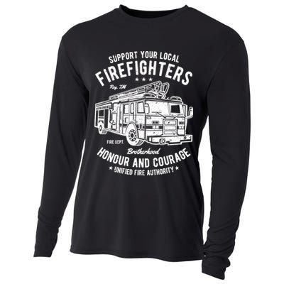Support Your Local Fire Fighters Cooling Performance Long Sleeve Crew