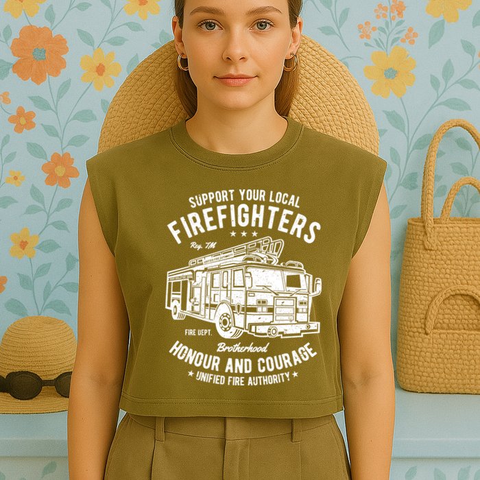 Support Your Local Fire Fighters Garment-Dyed Women's Muscle Tee