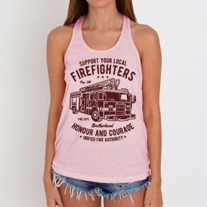 Support Your Local Fire Fighters Women's Knotted Racerback Tank