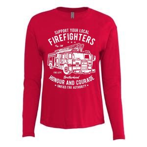 Support Your Local Fire Fighters Womens Cotton Relaxed Long Sleeve T-Shirt