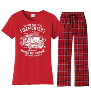 Support Your Local Fire Fighters Women's Flannel Pajama Set