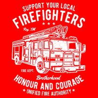 Support Your Local Fire Fighters Flat Bill Trucker Hat