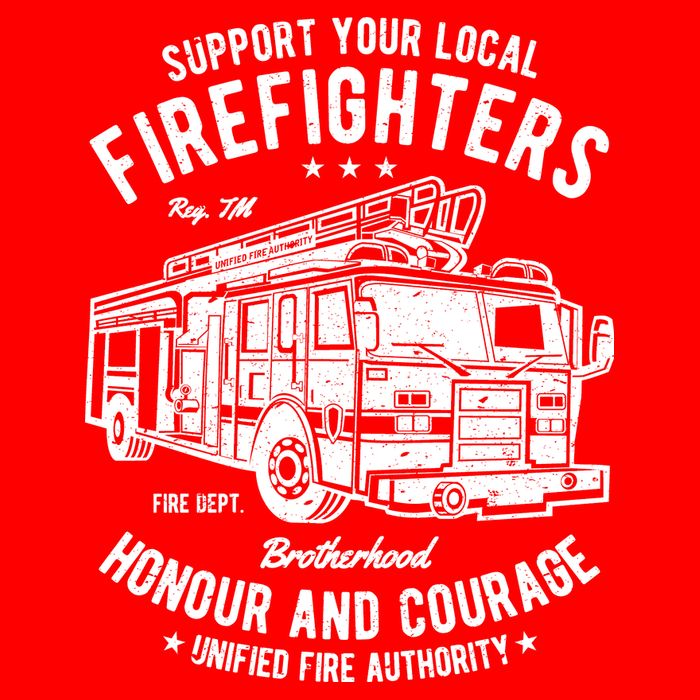 Support Your Local Fire Fighters Flat Bill Trucker Hat