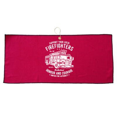 Support Your Local Fire Fighters Large Microfiber Waffle Golf Towel