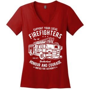 Support Your Local Fire Fighters Women's V-Neck T-Shirt