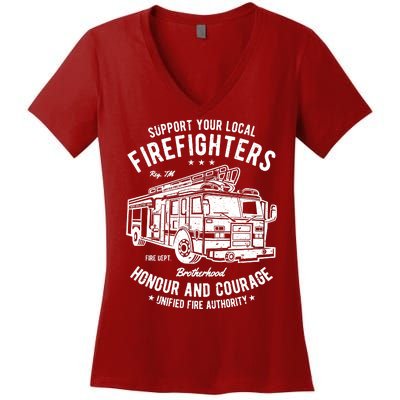 Support Your Local Fire Fighters Women's V-Neck T-Shirt