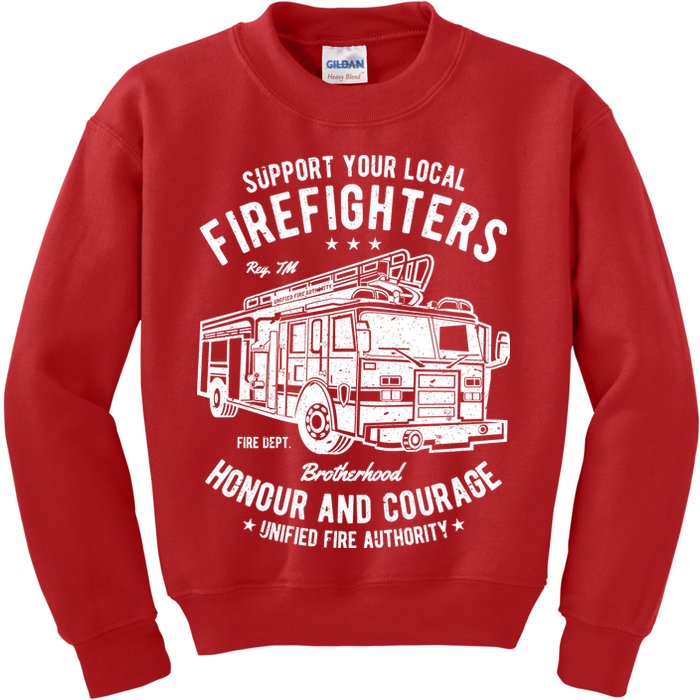 Support Your Local Fire Fighters Kids Sweatshirt