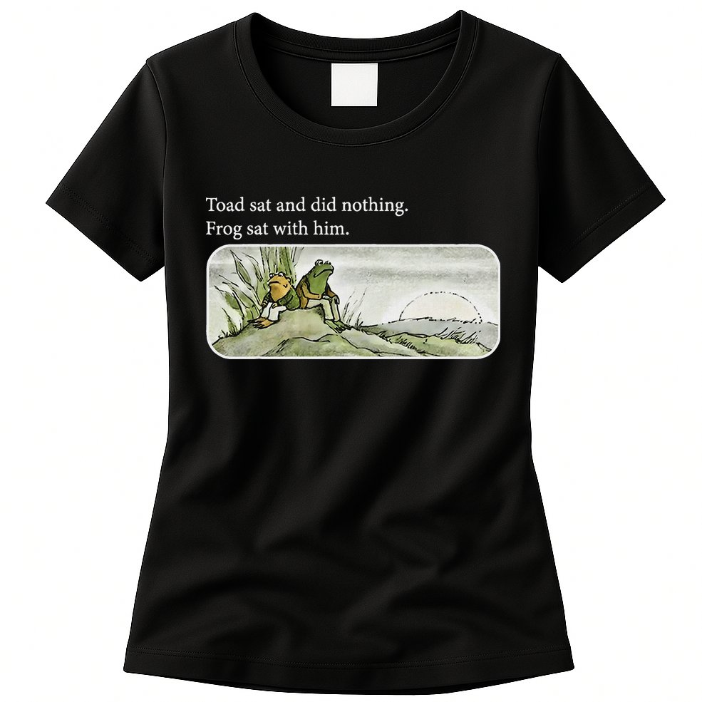 Frogs Funny Toads Meme Lover Toad Sat And Did Nothing Womens T-Shirt