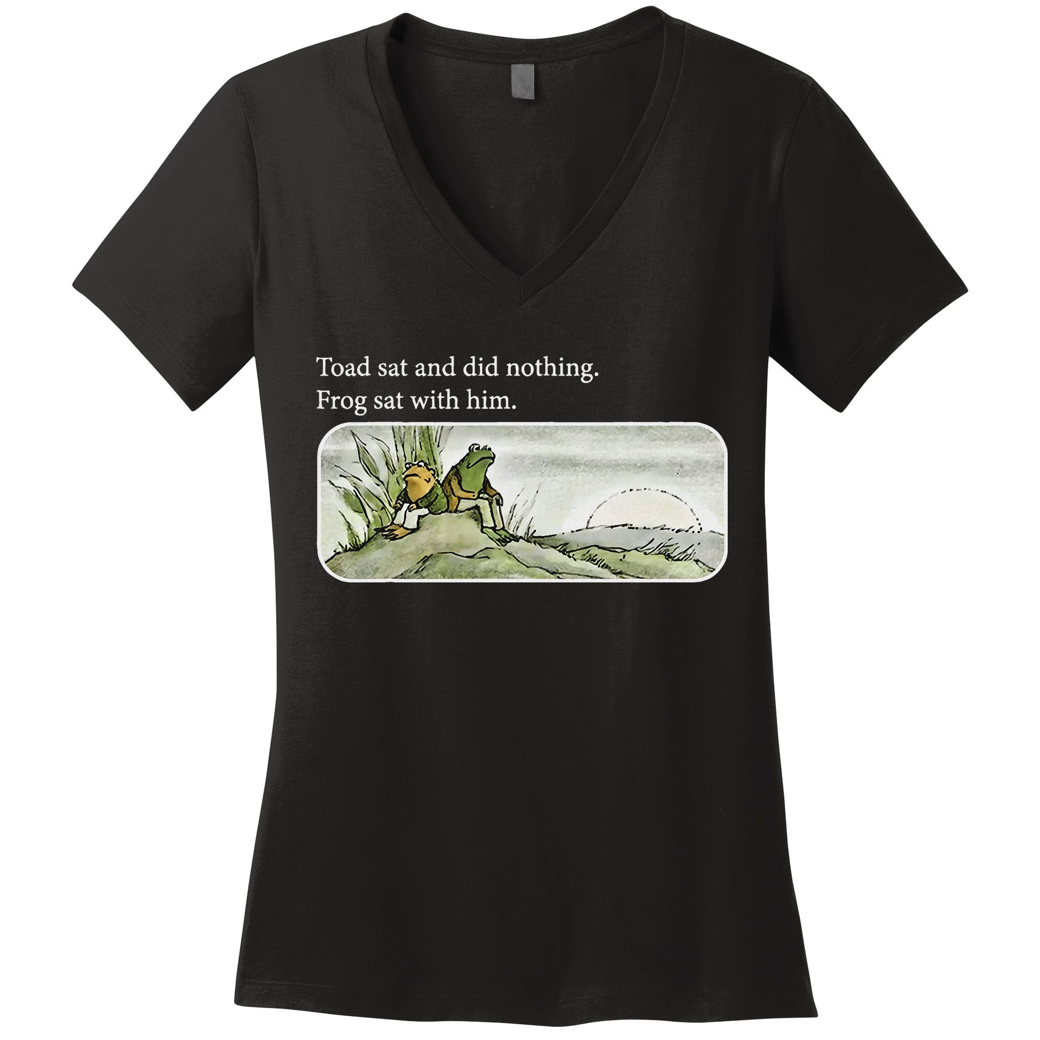 Frogs Funny Toads Meme Lover Toad Sat And Did Nothing Women's V-Neck T-Shirt