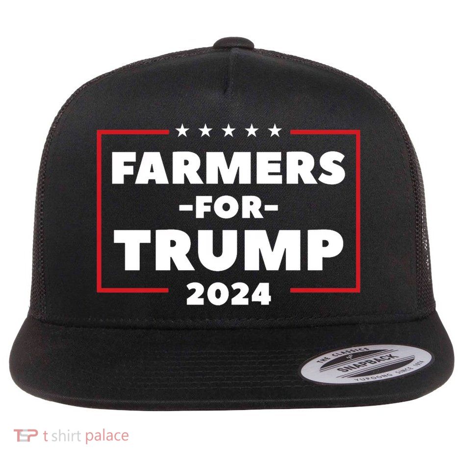 Farmers For Trump 2024 Flat Bill Trucker Hat