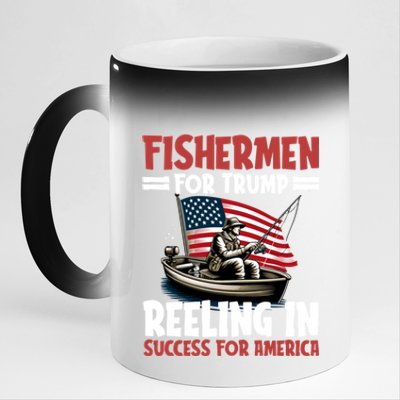 Fisher For Trump President Bass Fishing Election Trump Gift 11oz Black Color Changing Mug