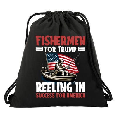 Fisher For Trump President Bass Fishing Election Trump Gift Drawstring Bag