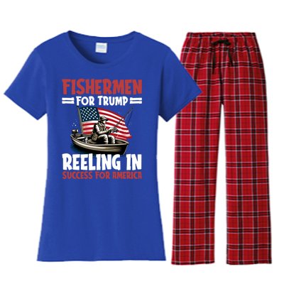 Fisher For Trump President Bass Fishing Election Trump Gift Women's Flannel Pajama Set