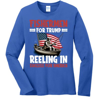 Fisher For Trump President Bass Fishing Election Trump Gift Ladies Long Sleeve Shirt