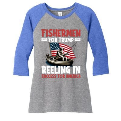 Fisher For Trump President Bass Fishing Election Trump Gift Women's Tri-Blend 3/4-Sleeve Raglan Shirt