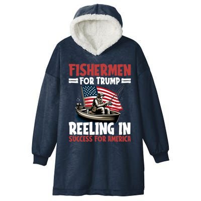 Fisher For Trump President Bass Fishing Election Trump Gift Hooded Wearable Blanket