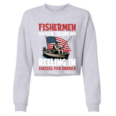 Fisher For Trump President Bass Fishing Election Trump Gift Cropped Pullover Crew