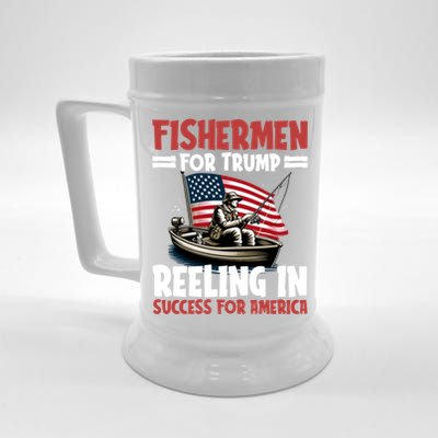 Fisher For Trump President Bass Fishing Election Trump Gift Beer Stein