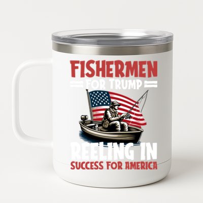 Fisher For Trump President Bass Fishing Election Trump Gift 12 oz Stainless Steel Tumbler Cup