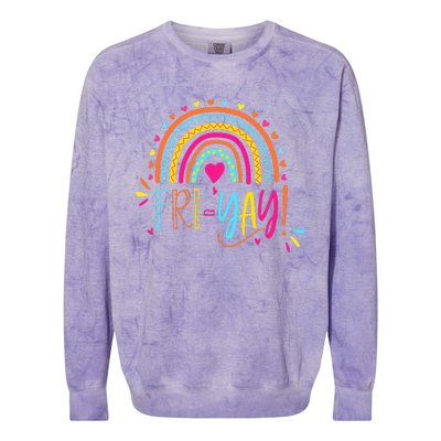 Friyay ! Funny Teacher Colorblast Crewneck Sweatshirt