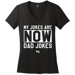 Funny First Time Dad Gifts For Men New Father Dad Jokes Women's V-Neck T-Shirt