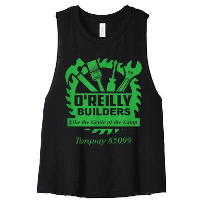 Funny Fawlty Towers, Basil Fawlty, O'Reilly Builders Parody Women's Racerback Cropped Tank