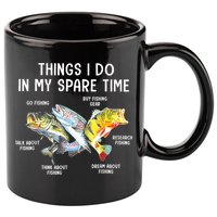 Funny Fishing Things I Do In My Spare Time Fishing Pole Gifts 11oz C Handle Ceramic Mug