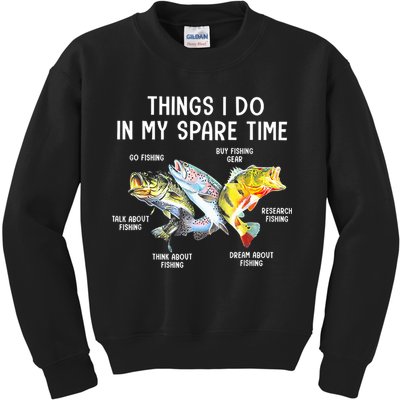 Funny Fishing Things I Do In My Spare Time Fishing Pole Gifts Kids Sweatshirt